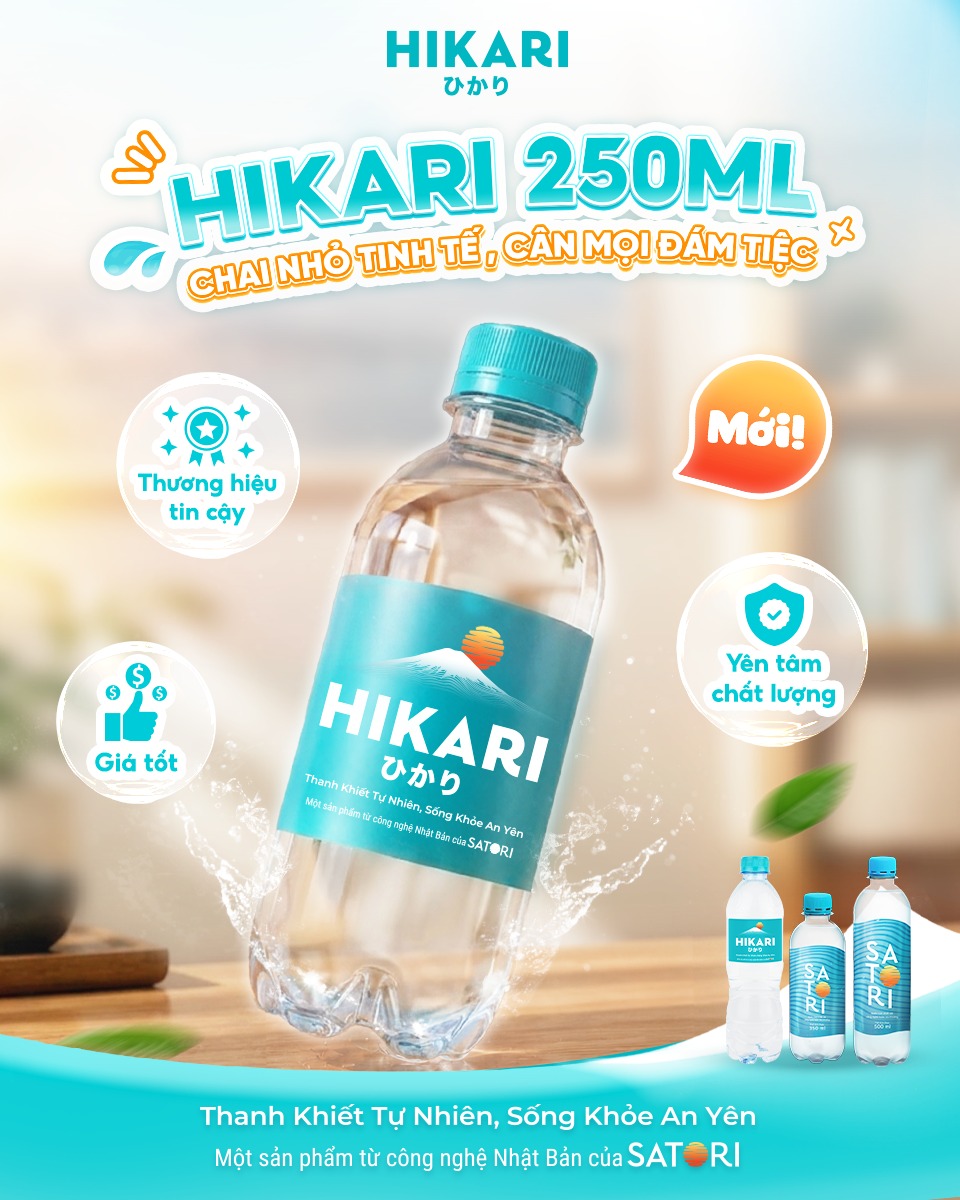 Nước suối chai nhỏ HIKARI 250ml – Nhỏ gọn tiện lợi, Chất lượng Nhật Bản!